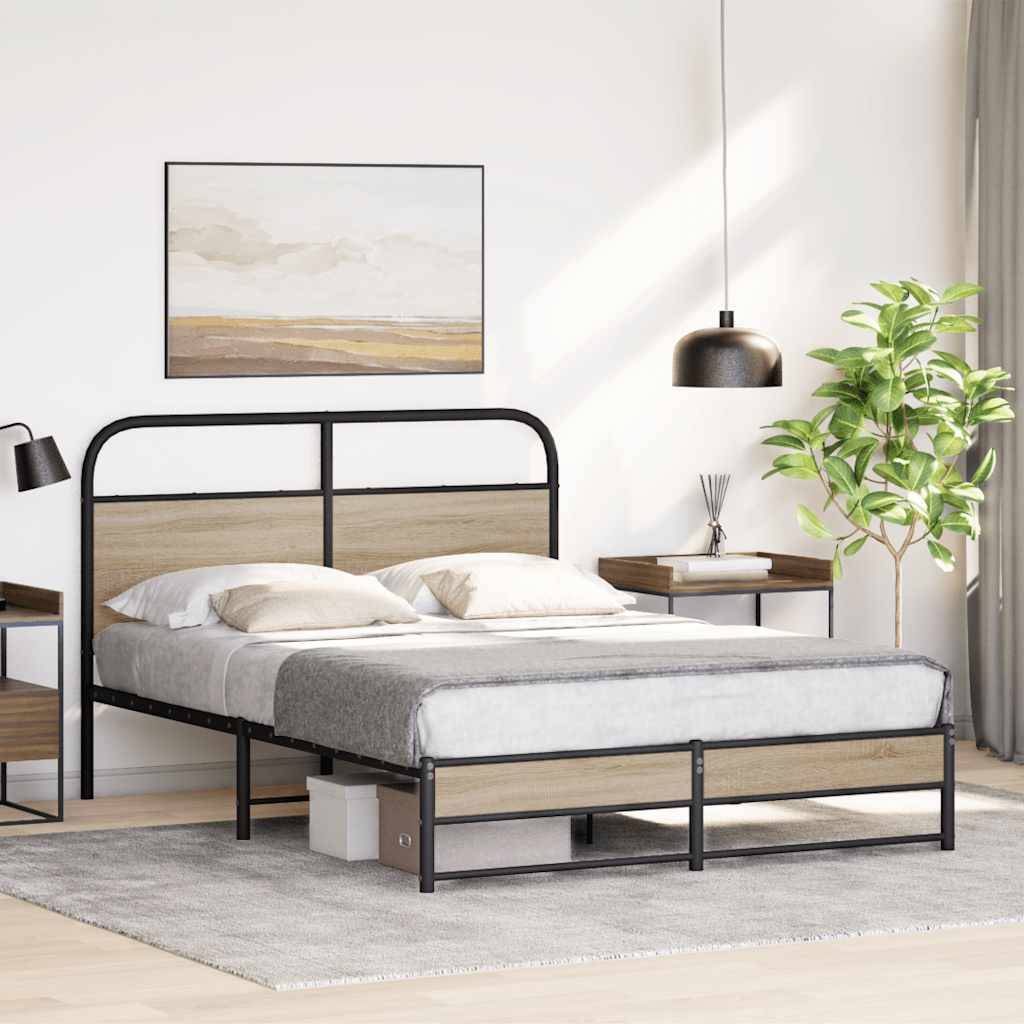 vidaXL Bettgestell ohne Matratze 140x190 cm Räuchereiche Holzwerkstoff