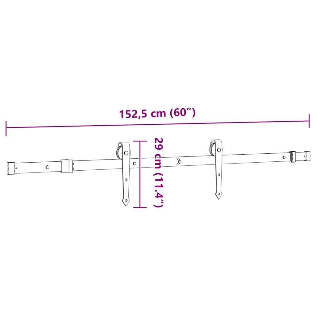 vidaXL Schiebetürbeschlag-Set 152,5 cm Stahl Schwarz