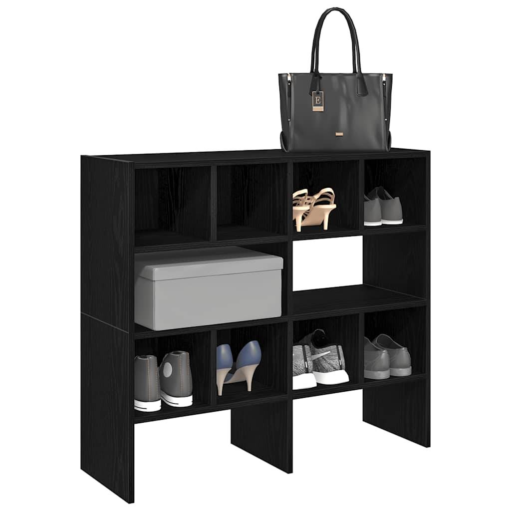 vidaXL Schuhregale 2 Stk. Stapelbar Schwarz Eichen-Optik 89,5x30x40 cm
