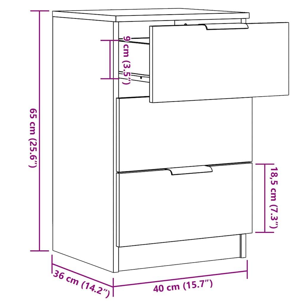 vidaXL Nachttische 2 Stk. Artisan-Eiche 40x36x65 cm Holzwerkstoff