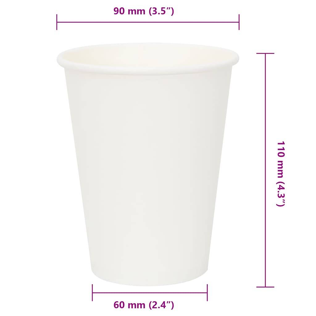 vidaXL Pappbecher 1000 Stk. 12oz 300ml Weiß