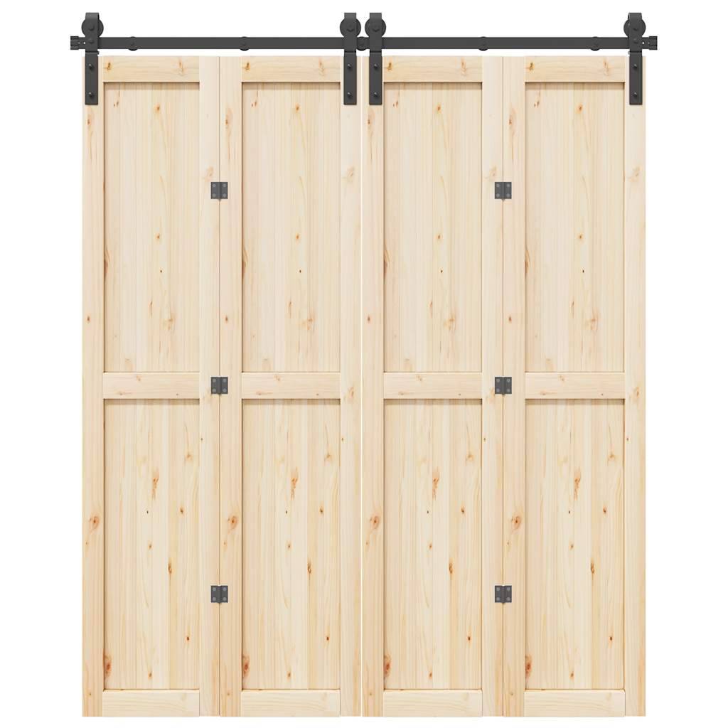 vidaXL Schiebetürbeschlag-Set 183 cm Stahl Schwarz