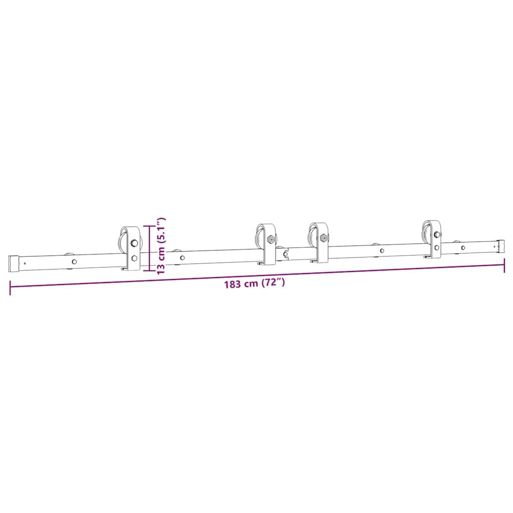 vidaXL Schiebetürbeschlag-Set 183 cm Stahl Schwarz