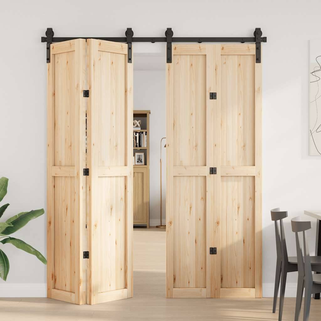 vidaXL Schiebetürbeschlag-Set 183 cm Stahl Schwarz
