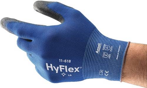 Ansell GmbH Handschuhe HyFlex® 11-618 Gr.10 blau/schwarz EN 388 PSA II Nyl.m.PU ANSELL 11618100