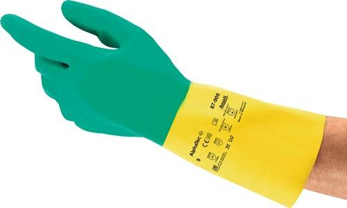 Ansell GmbH Chemiehandschuh AlphaTec® 87-900 Gr.9,5-10 grün/gelb EN 388,EN 374,EN 421 87900100