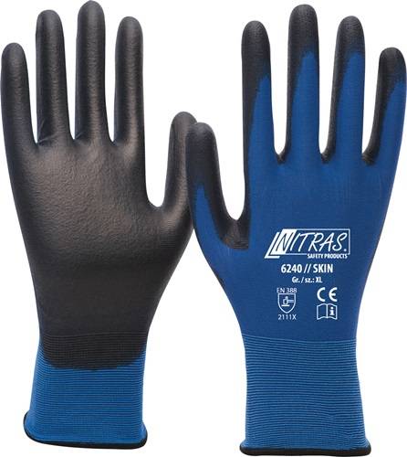 AS Arbeitsschutz GmbH Handschuhe Skin Gr.9 blau/schwarz EN 388 PSA II NITRAS 6240-9