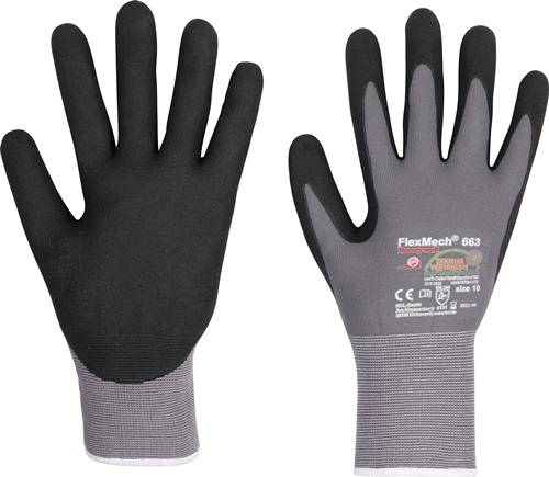 KCL GmbH Industriepark Rhön Handschuhe FlexMech 663 Gr.9 grau/schwarz Nylon/Elastan/Nitrilschaum 10 PA 066309141E