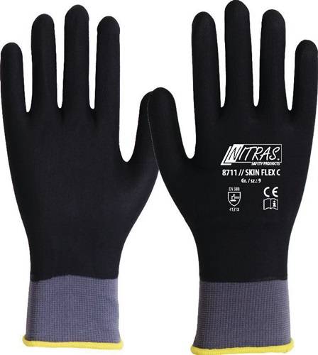 AS Arbeitsschutz GmbH Handschuhe SKIN FLEX 3D Gr.8 grau/schwarz EN 388,EN 407 PSA II 12 NITRAS 8711-8