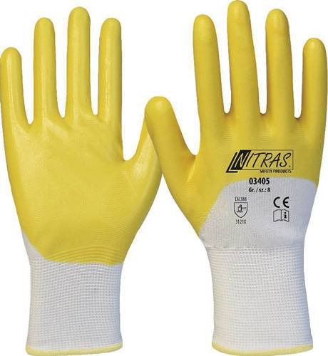 AS Arbeitsschutz GmbH Handschuhe 03405 Gr.9 weiß/gelb PES m.Nitril EN 388 PSA II 12 NITRAS 03405-9