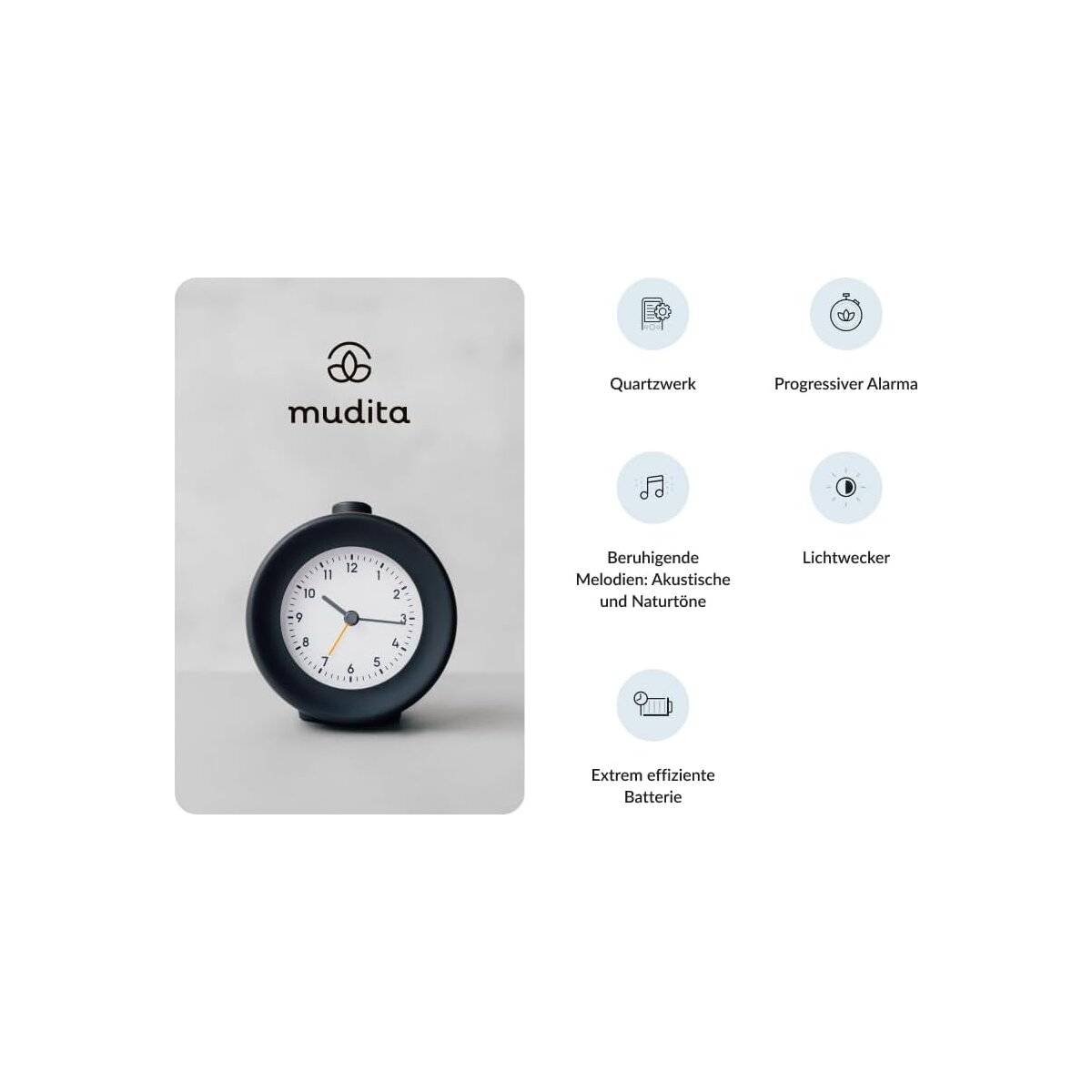 Bell 2 Wecker Digital mit minimiertem blauem Bildschirm Licht, 10 Melodien Grau
