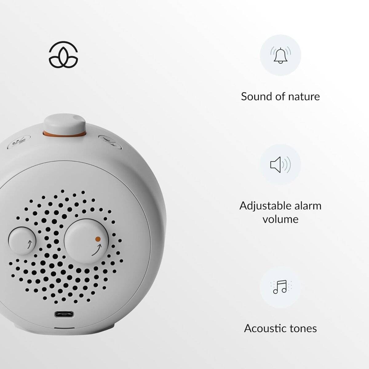 Bell 2 Wecker Digital mit minimiertem blauem Bildschirm Licht, 10 Melodien Grau