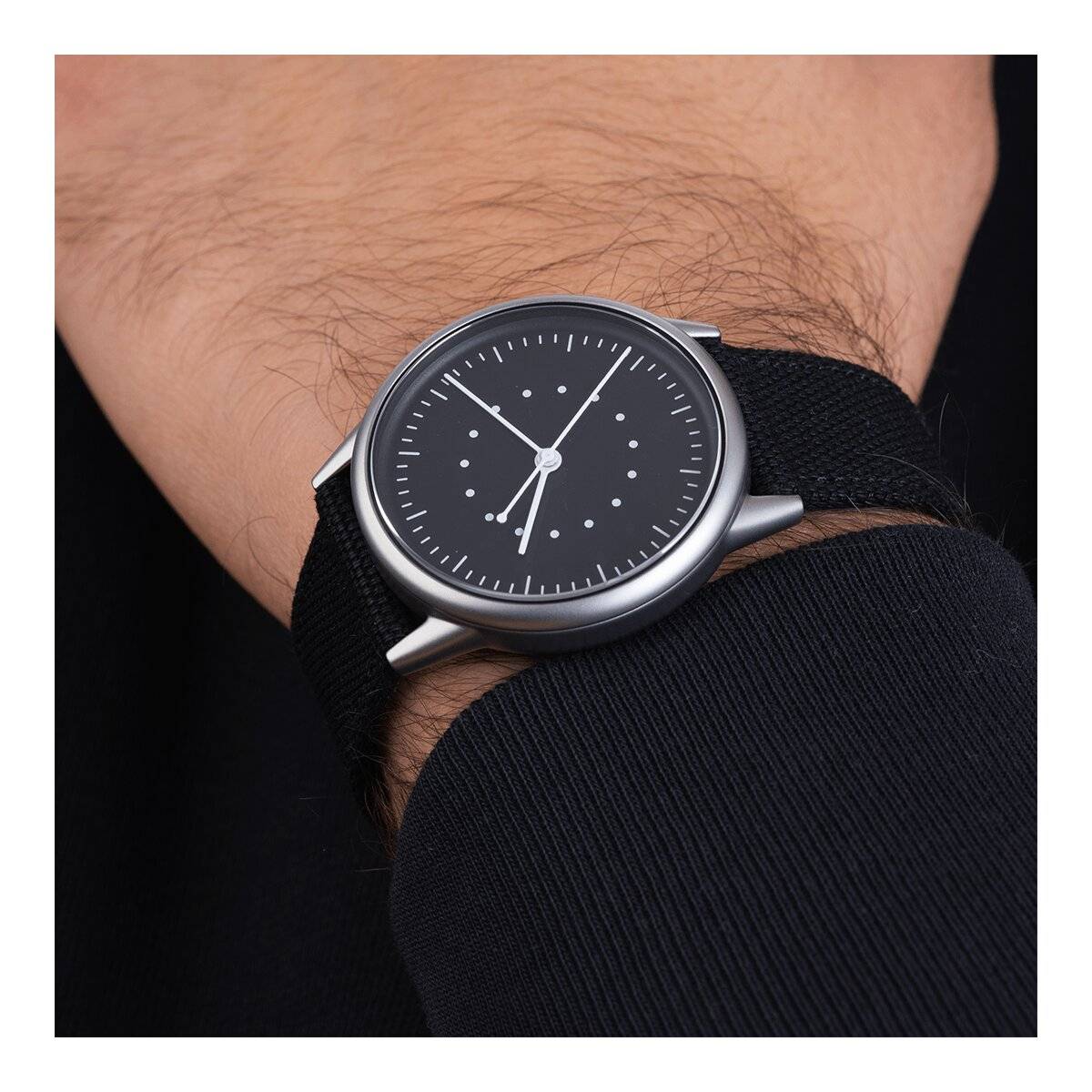 Automatikuhr Analog Automatik Uhren mit Edelstahl Uhrengehäuse Schwarz