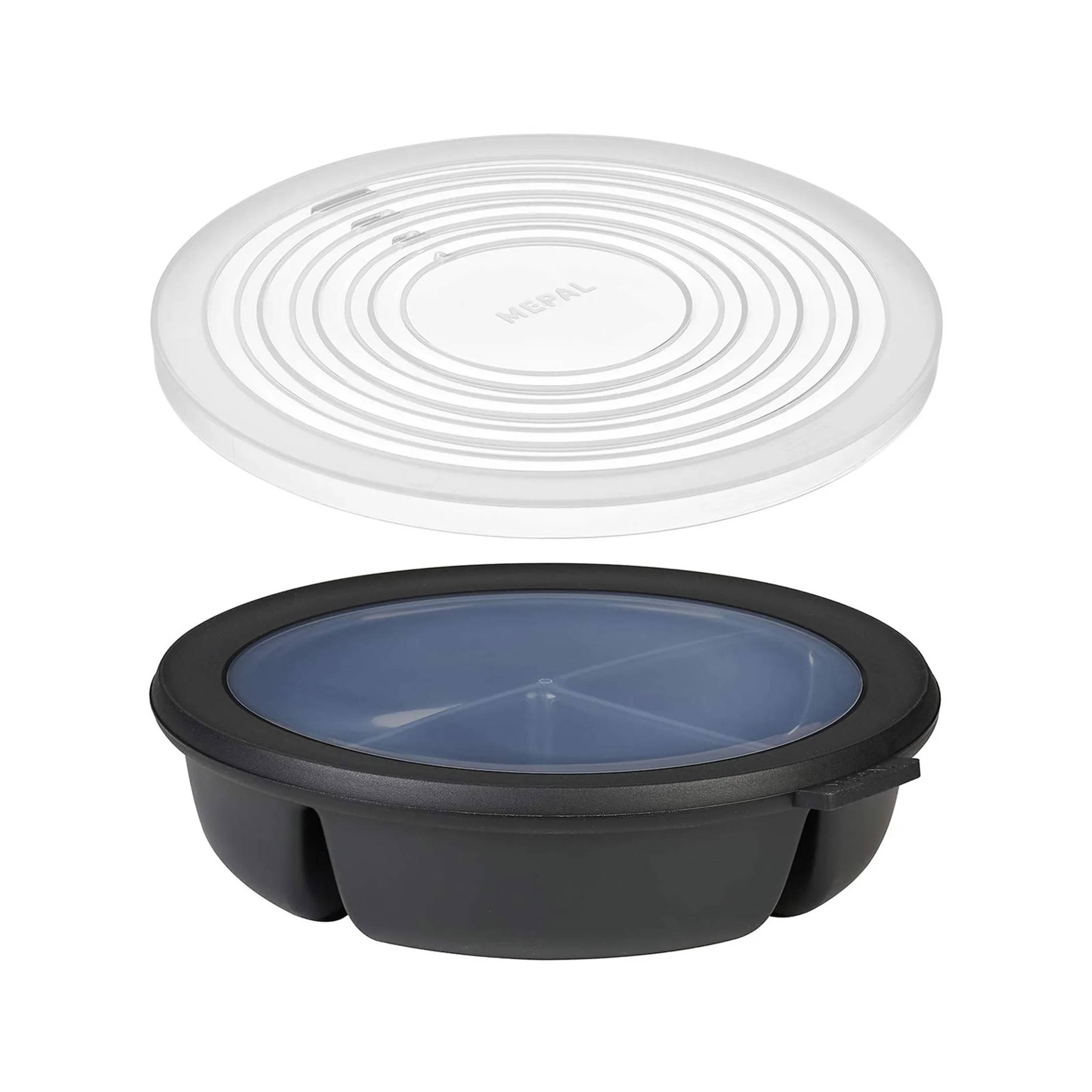 Mepal | Bento-Schüssel Starter-Set | Mikrowellendeckel inkl. | Multischale mit 3 Fächern | Cirqula rund | luftdichte Frischhaltedose | Meal-Prep &