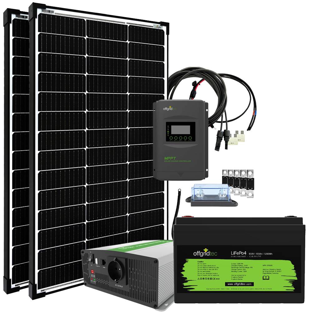 Offgridtec® Autark Pro M 200W Solaranlage - 1500W AC Leistung 100Ah LiFePO4 Akku