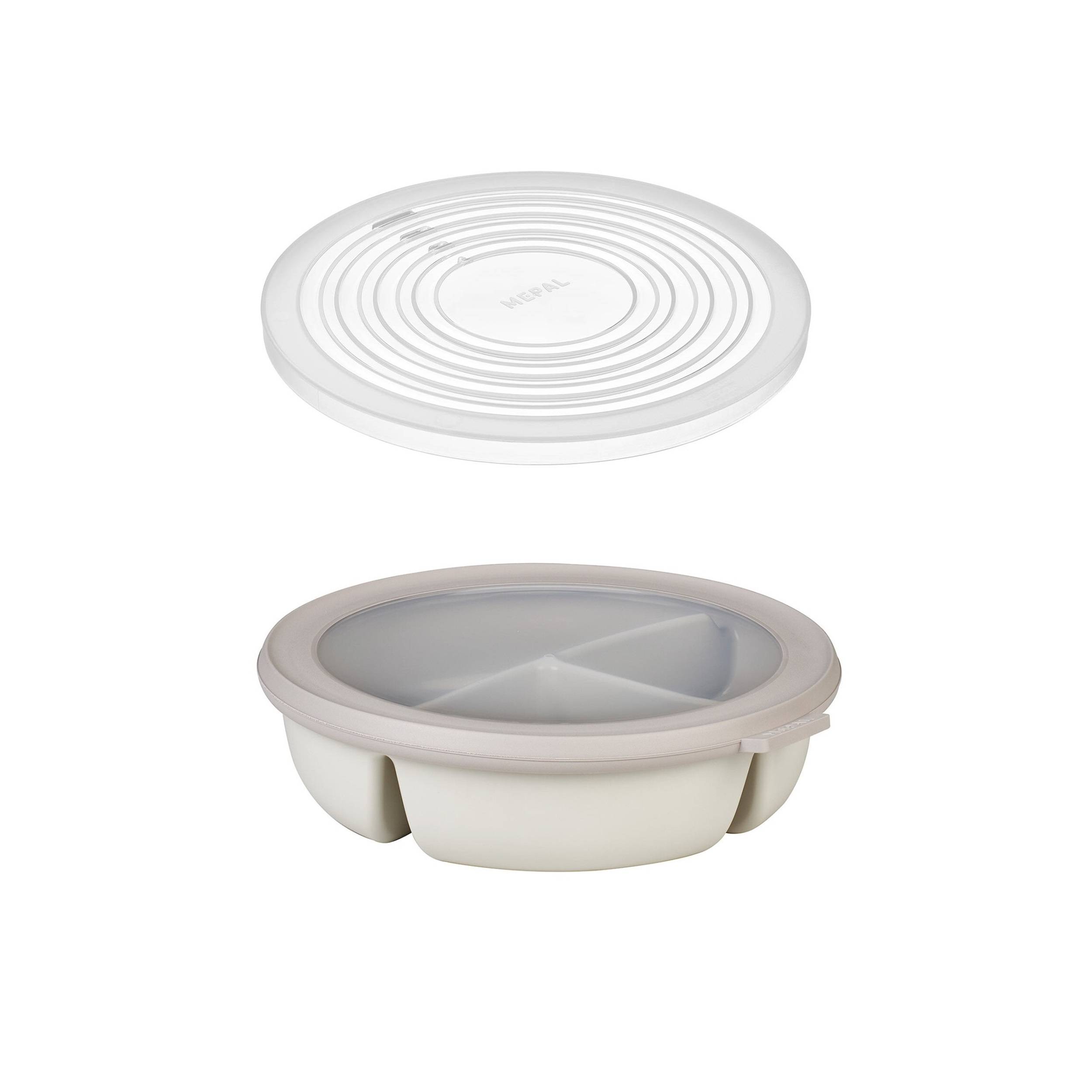 Mepal | Bento-Schüssel Starter-Set | inkl. Mikrowellendeckel | Multischale mit 3 Fächern | rund Cirqula | Frischhaltedose luftdicht | Meal-Prep-Boxe