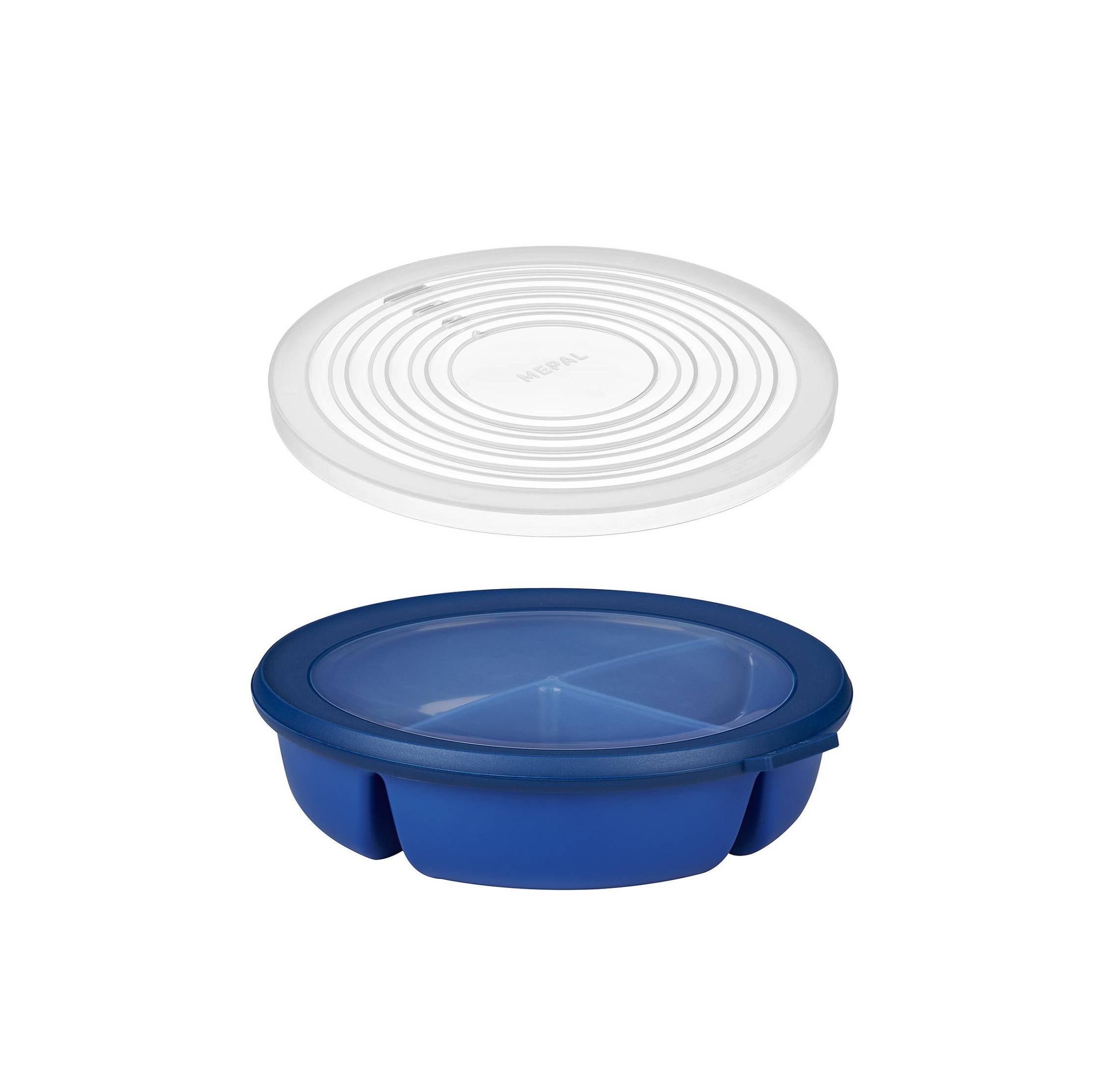 Mepal | Bento-Schüssel Starter-Set | inkl. Mikrowellendeckel | Multischale mit 3 Fächern | rund Cirqula | Frischhaltedose luftdicht | Meal-Prep-Boxe