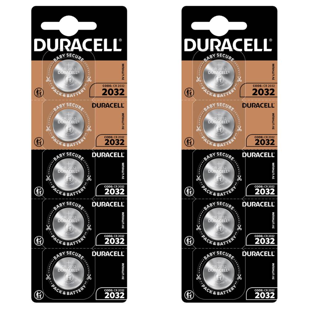 10x Duracell Knopfzelle CR2032 2x5er Blister 3 Volt 10 Jahre