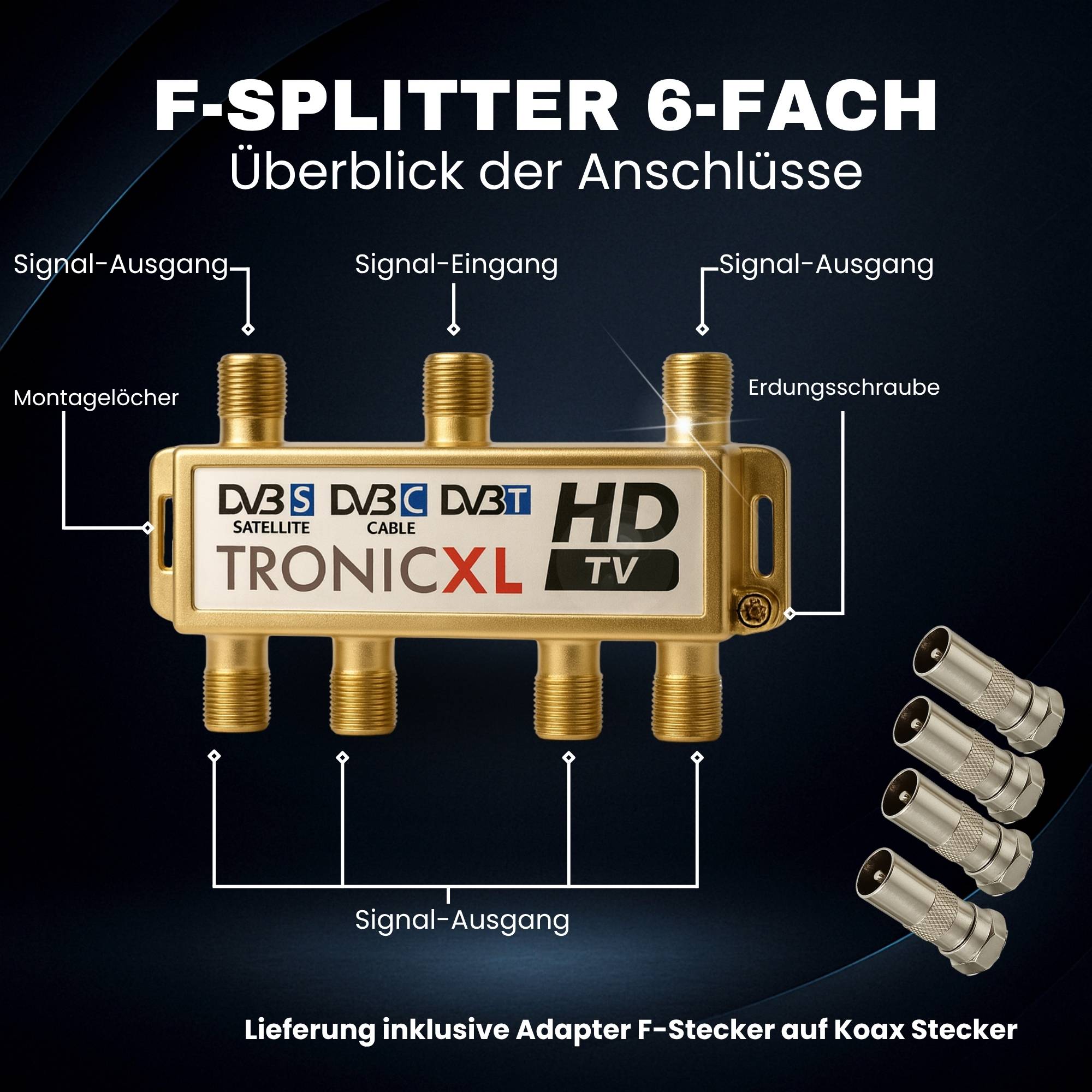 4K CATV SAT SPLITTER Signalverteiler Signalteiler Fernseher Kabelfernsehen zb für Vodafone PYUR Primacom TV Verteiler