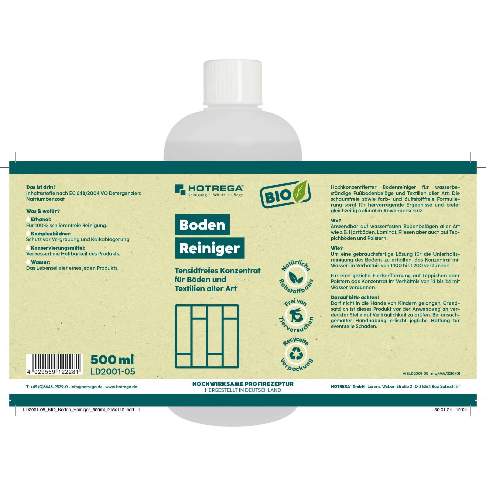 HOTREGA BIO Bodenreiniger Konzentrat 500ml