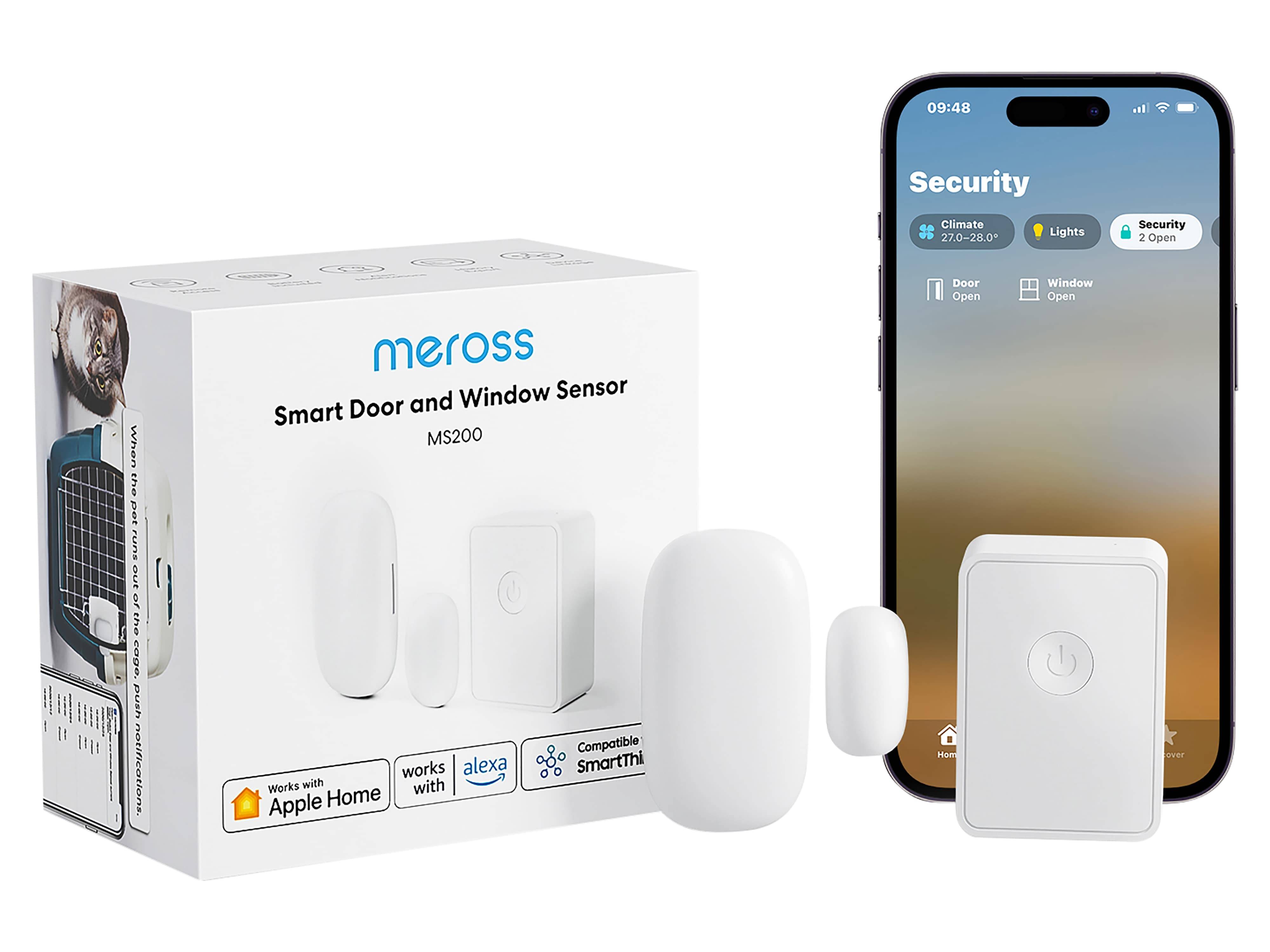 MEROSS Smart Wireless Tür-/Fenstersensor MS200HHK-EU Starter Kit, inkl. Hub
