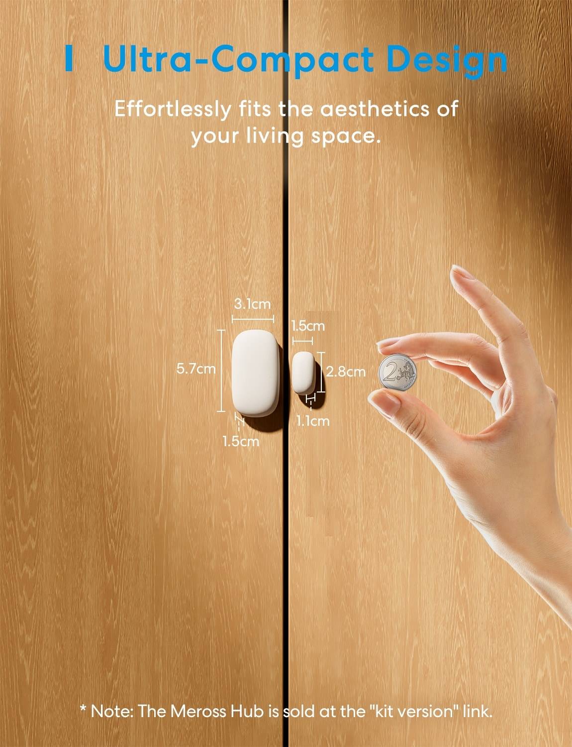 MEROSS Smart Wireless Tür-/Fenstersensor MS200HHK-EU Starter Kit, inkl. Hub