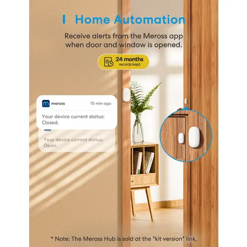 MEROSS Smart Wireless Tür-/Fenstersensor MS200HHK-EU Starter Kit, inkl. Hub MEROSS Smart Wireless Tür-/Fenstersensor MS200HHK-EU Starter Kit, inkl. Hub