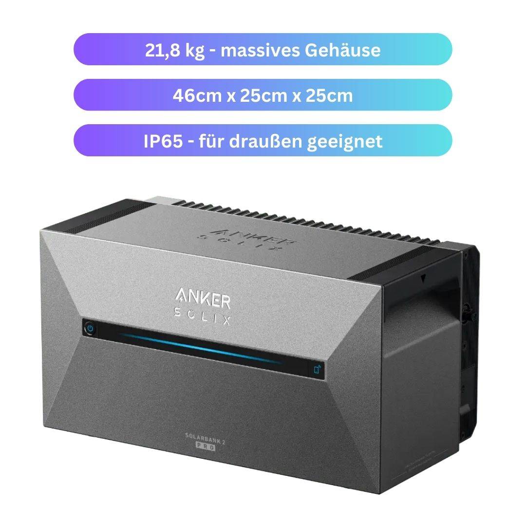 MYVOLTAICS Balkonkraftwerk 880+ Watt mit Speicher Anker SOLIX Solarbank 2 Pro (1,6 kWh), ohne Aufständerung
