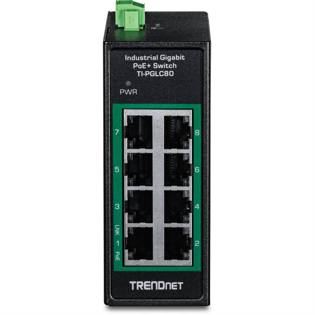 TRENDnet TI-PGLC80 8-Port Gigabit PoE+ Industrial DIN-Rail Mini Switch