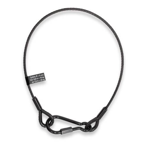SAFETEX Safety-Sicherungsseil Blackline mit Kausche & Karabinerhaken (DGUV bis 40,0kg | Seil-Ø: 8,00mm | schwarz) -