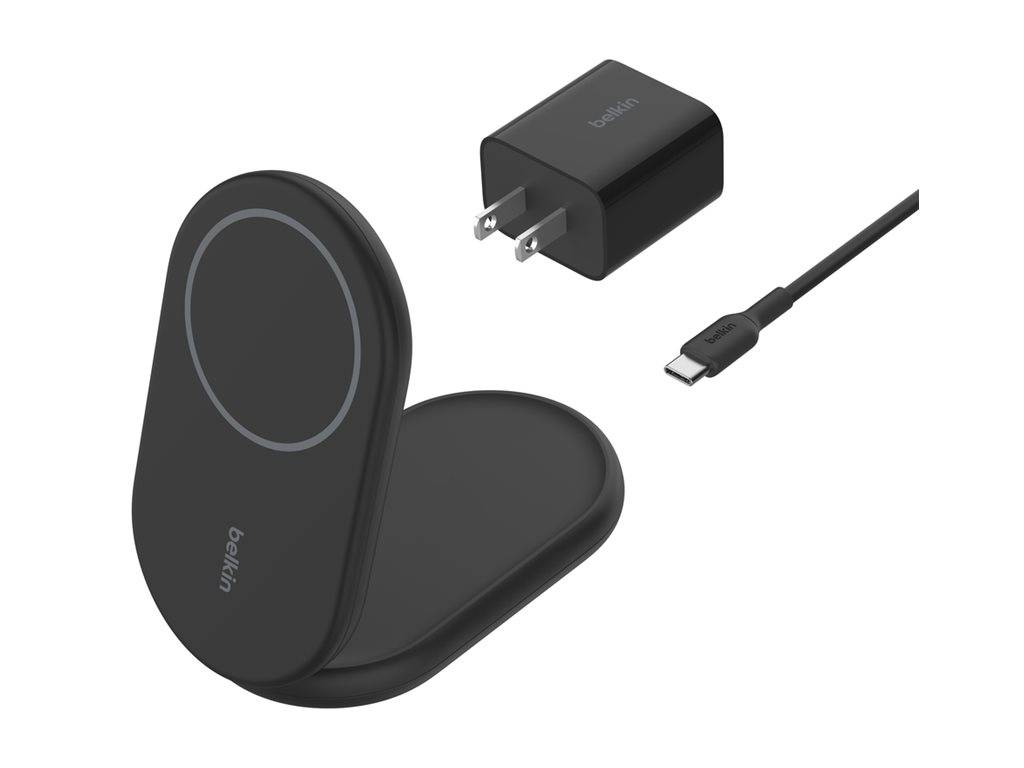 Belkin BoostCharge - Kabelloses Ladegerät - magnetisch, faltbar, mit Qi2 + AC-Netzteil