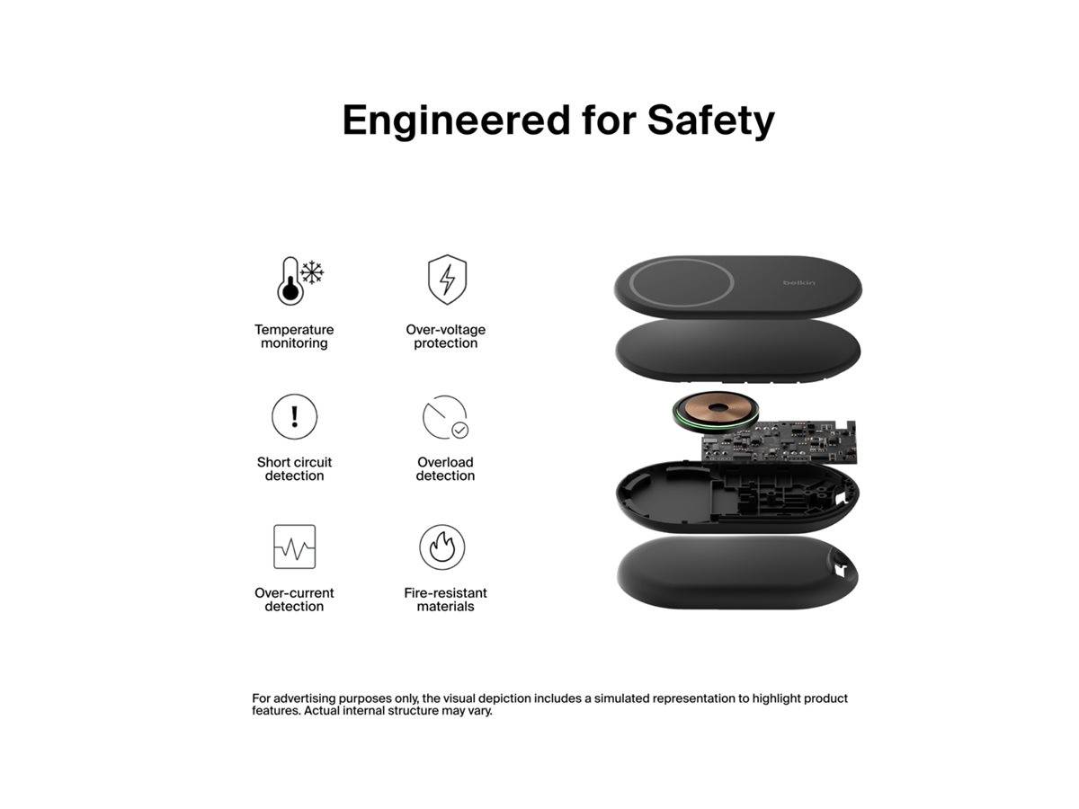 Belkin BoostCharge - Kabelloses Ladegerät - magnetisch, faltbar, mit Qi2 + AC-Netzteil