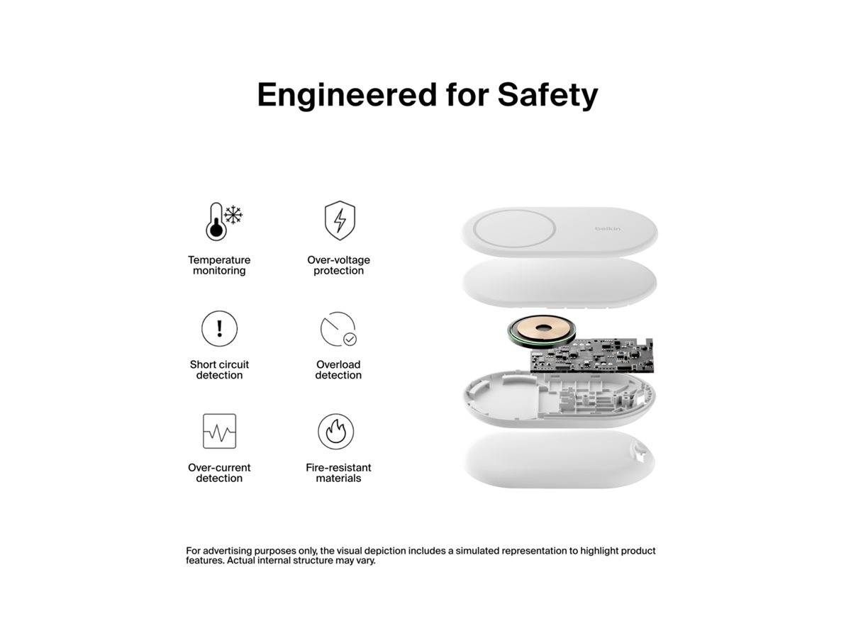 Belkin BoostCharge - Kabelloses Ladegerät - magnetisch, faltbar, mit Qi2 + AC-Netzteil