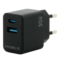 Mobilis - Netzteil - schnell, GaN - 30 Watt - Quick Charge, PD/PPS - 2 Ausgabeanschlussstellen (24 pin USB-C, USB) Mobilis - Netzteil - schnell, GaN - 30 Watt - Quick Charge, PD/PPS - 2 Ausgabeanschlussstellen (24 pin USB-C, USB)