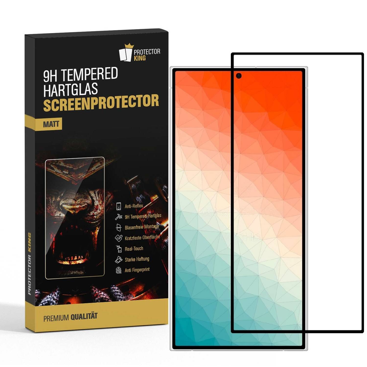 4x 9H Panzerglas für Samsung Galaxy S24 Ultra FULL COVER matt ANTI-REFLEX echtes Tempered Glass Displayschutz Schutzglas Schuzfolie Screen-Protector
