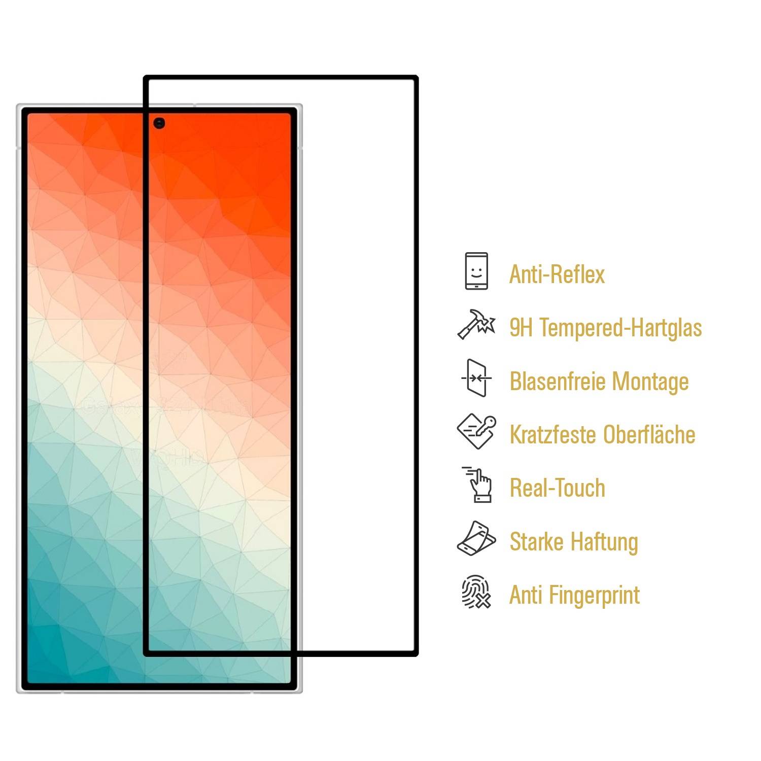 4x 9H Panzerglas für Samsung Galaxy S24 Ultra FULL COVER matt ANTI-REFLEX echtes Tempered Glass Displayschutz Schutzglas Schuzfolie Screen-Protector