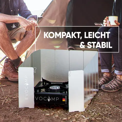 EVOCAMP Windschutz für Gaskocher, inklusive Tasche, 16 Lamellen, Spirituskocher Outdoor, Campingkocher, Grill, Camping Feuerstelle, Gaskocher EVOCAMP Windschutz für Gaskocher, inklusive Tasche, 16 Lamellen, Spirituskocher Outdoor, Campingkocher, Grill, Camping Feuerstelle, Gaskocher