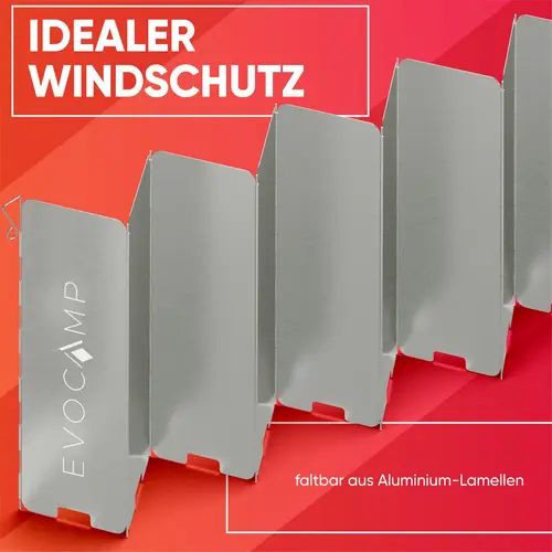 EVOCAMP Windschutz für Gaskocher, inklusive Tasche, 16 Lamellen, Spirituskocher Outdoor, Campingkocher, Grill, Camping Feuerstelle, Gaskocher EVOCAMP Windschutz für Gaskocher, inklusive Tasche, 16 Lamellen, Spirituskocher Outdoor, Campingkocher, Grill, Camping Feuerstelle, Gaskocher