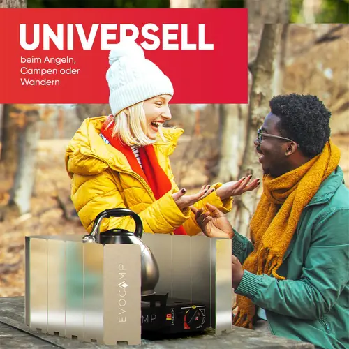 EVOCAMP Windschutz für Gaskocher, inklusive Tasche, 16 Lamellen, Spirituskocher Outdoor, Campingkocher, Grill, Camping Feuerstelle, Gaskocher EVOCAMP Windschutz für Gaskocher, inklusive Tasche, 16 Lamellen, Spirituskocher Outdoor, Campingkocher, Grill, Camping Feuerstelle, Gaskocher