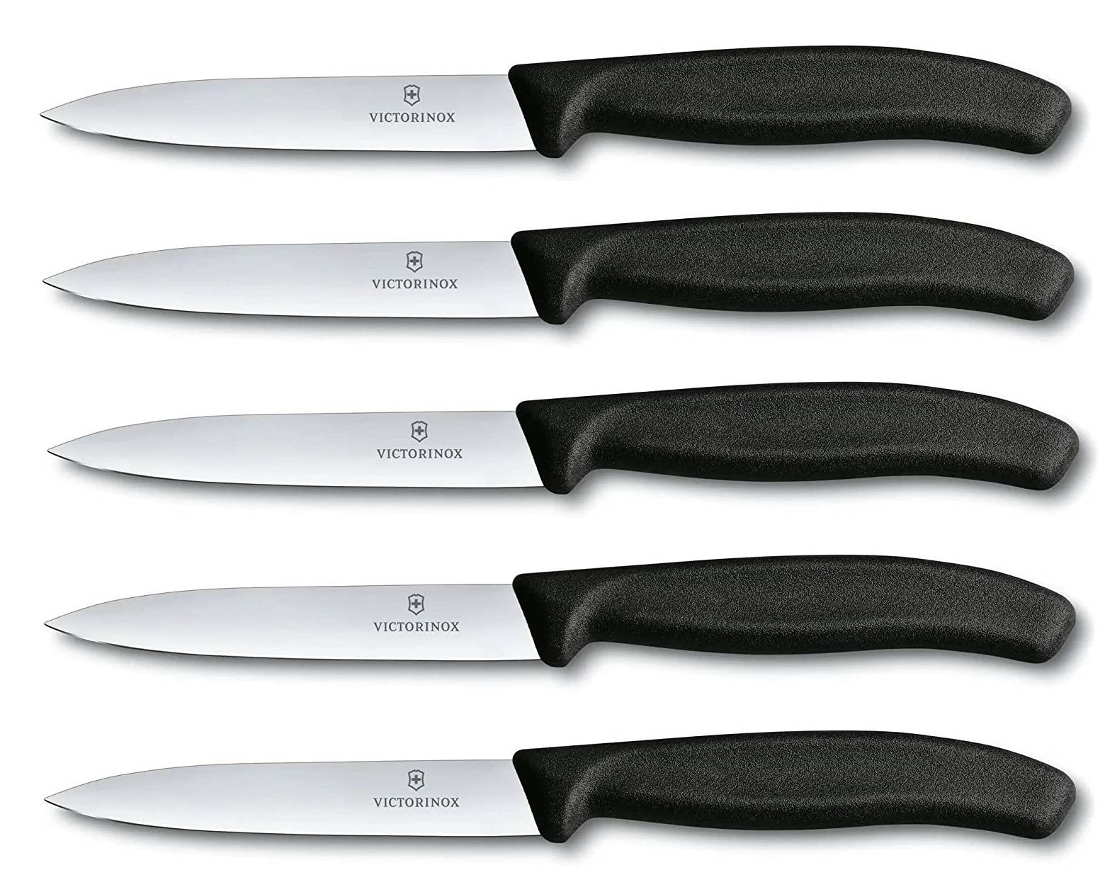 Victorinox | Swiss Classic Gemüsemesser Set | 10 cm Klinge | ideal für Tomaten & Gemüse | 5-teilig | schwarzer Griff | präzise & langlebig