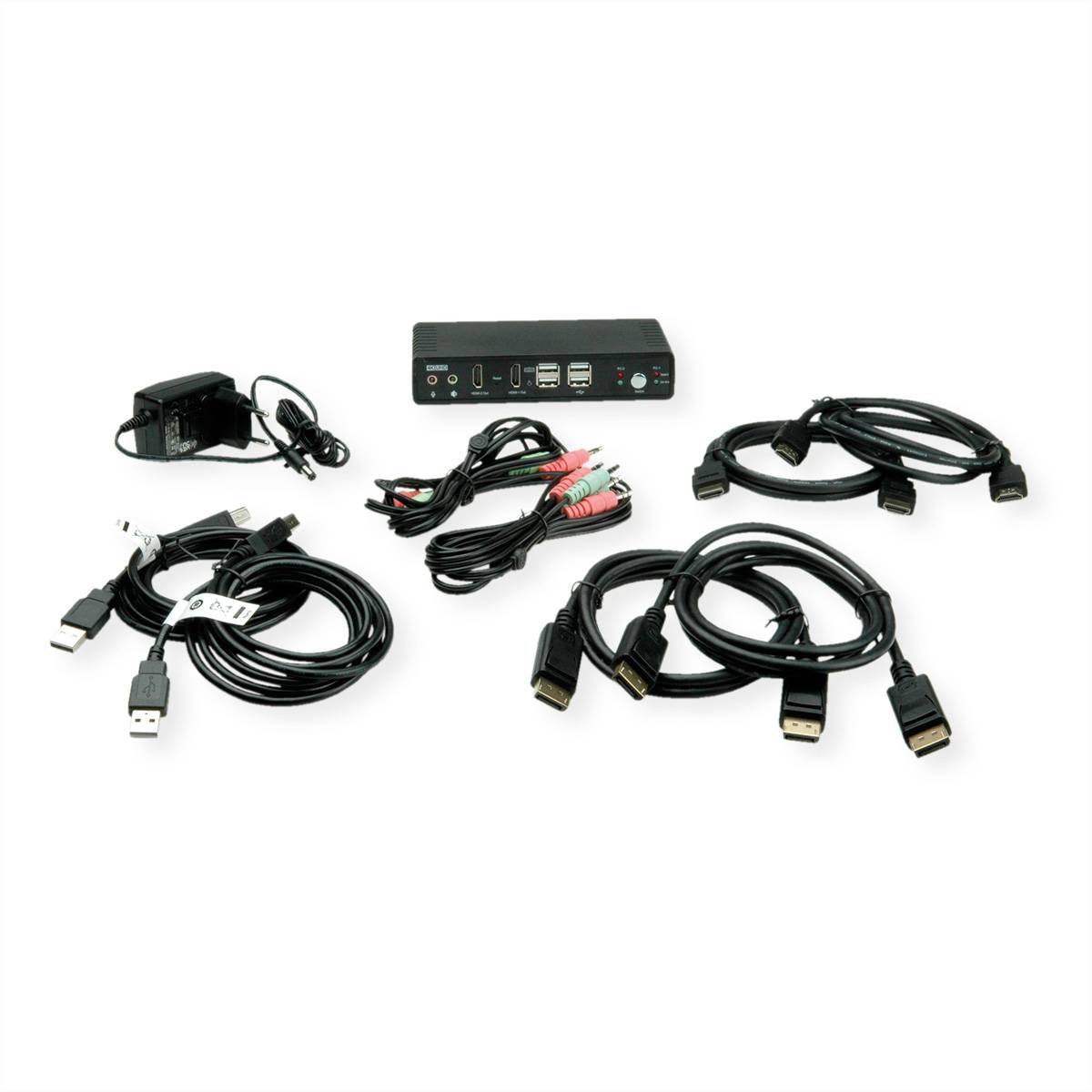 ROLINE KVM-Audio-Switch Dual Head HDMI 4K60, 1 User - 2 PC