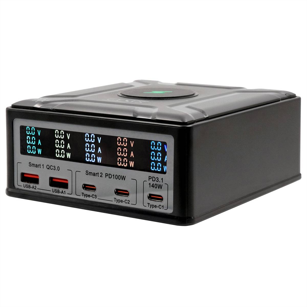 EXSYS EX-1107 Multiport High Power Charger mit QI 15W und USB-C PD mit max. 260W