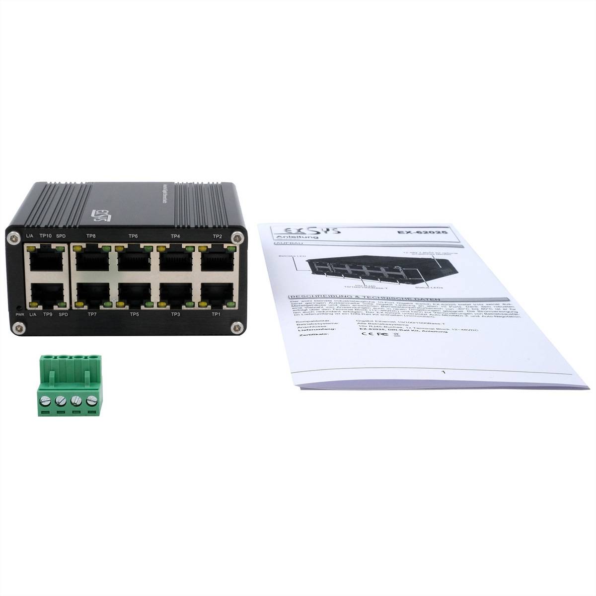 EXSYS EX-62025PoE 10-Port Industrial PoE Switch mini, unmanaged
