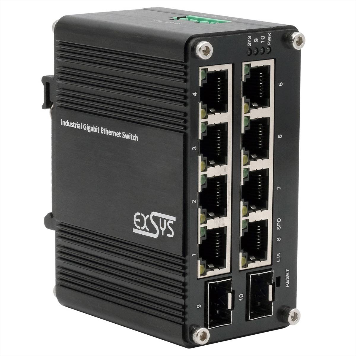 EXSYS EX-62035M-SFP 10-Port Industrial Gigabit Mini Switch, Web Managed