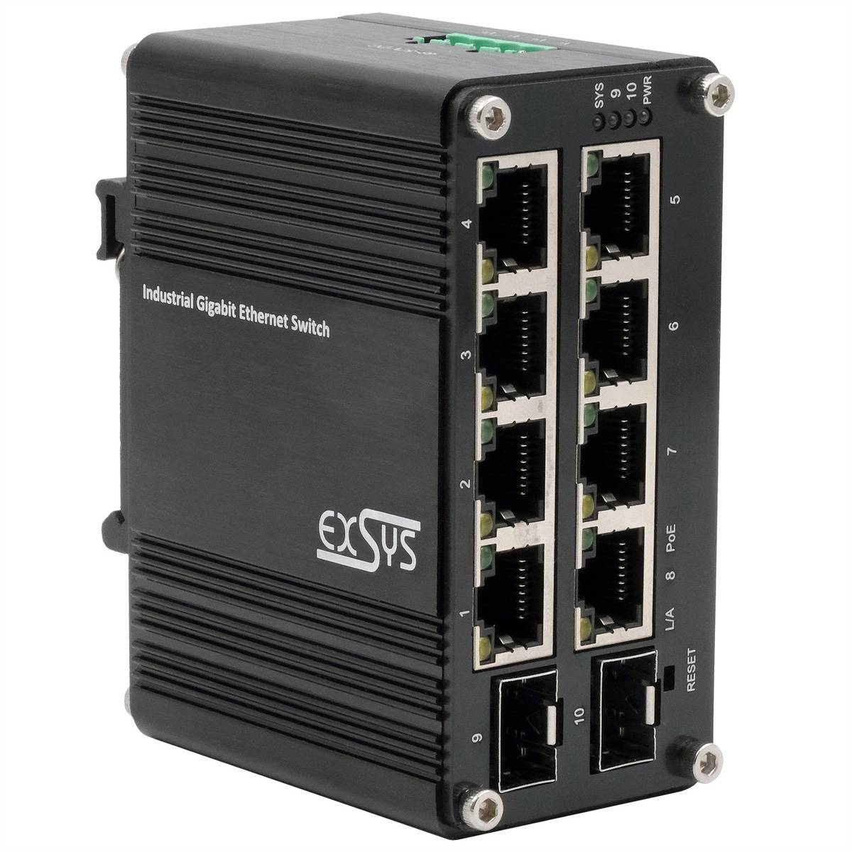 EXSYS EX-62035MPoE-SFP-8+2 Port Industrial Gigabit SFP PoE+ Mini Switch, Web Managed