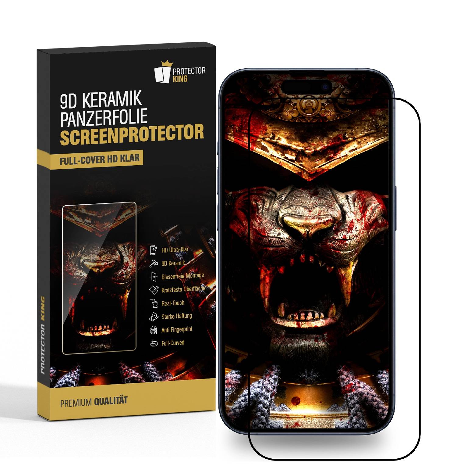 2x Keramik-Glass für iPhone 16 Pro FULL COVER 3D KLAR Displayschutz Schutzglas Schutzfolie Panzerfolie Panzerglas Screen-Protector