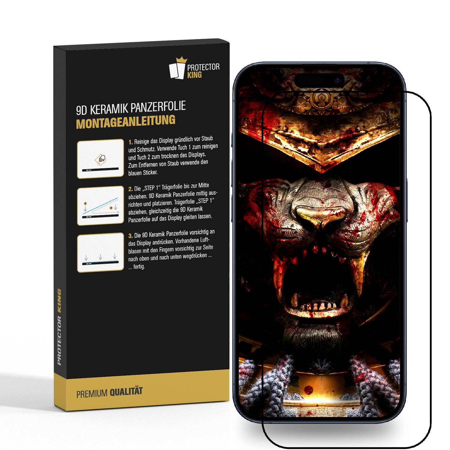 5x Keramik-Glass für iPhone 16 Pro Max FULL COVER 3D KLAR Displayschutz Schutzglas Schutzfolie Panzerfolie Panzerglas Screen-Protector