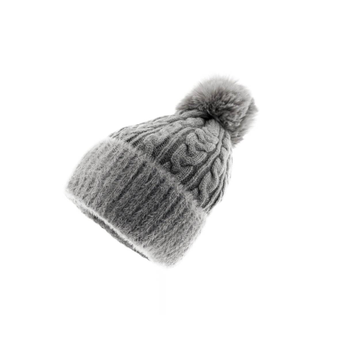 Wintermütze mit Flechtmuster OneSize mit Innenfutter - warmhaltend & kuschelig Grau