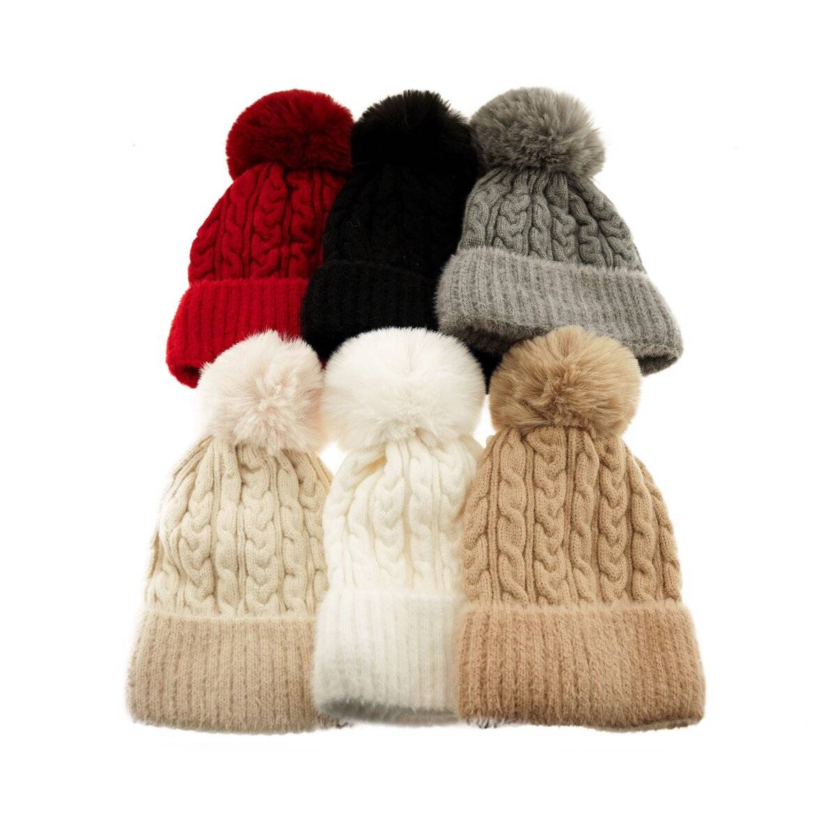 Wintermütze mit Flechtmuster OneSize mit Innenfutter - warmhaltend & kuschelig Grau