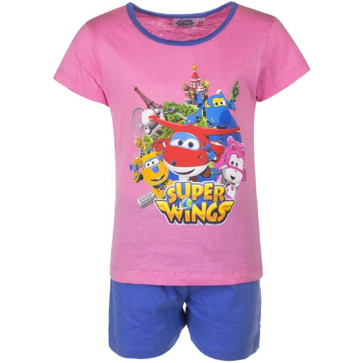 Super Wings Pyjama-Set aus Baumwolle kurzer Schlafanzug Shortama für Mädchen 3 Jahre Pink